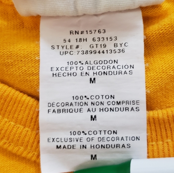 Vintage Champion Stitched Logo T Shirt Mens M Yellow Crew Neck - Picture 6 of 7